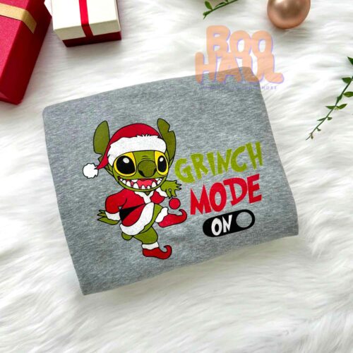 Stitch Grinch Mode On Christmas Sweatshirt