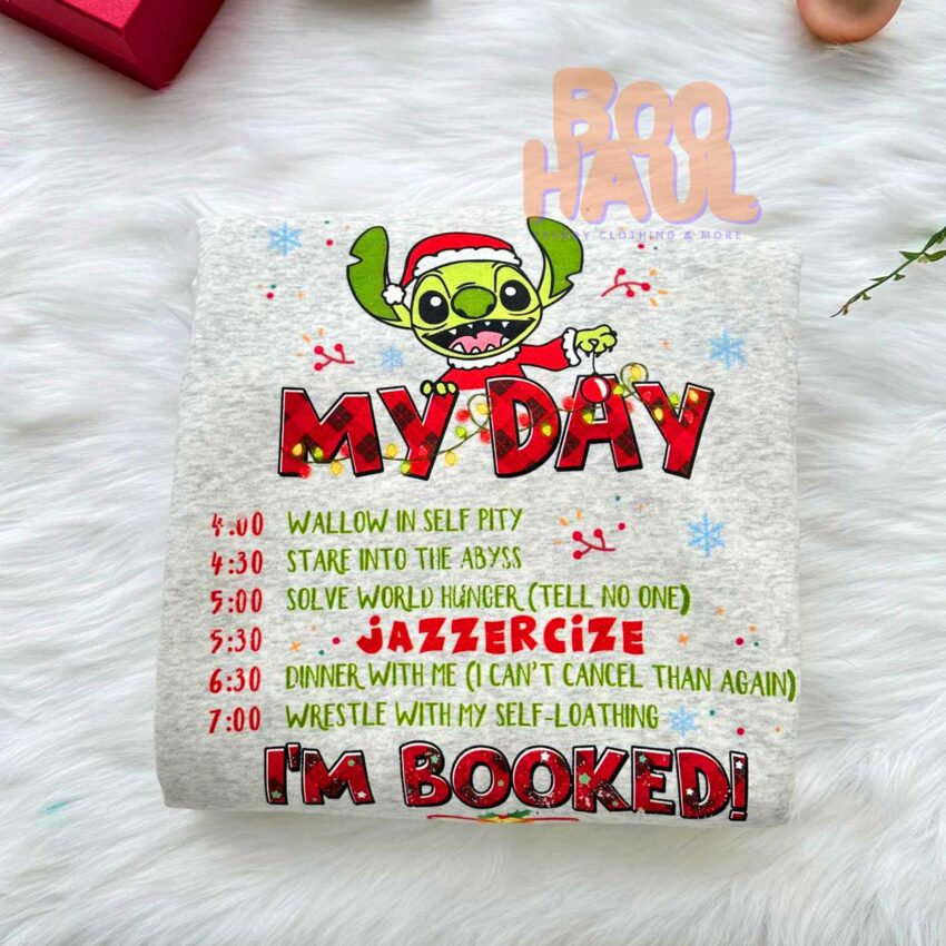 Stitch Grinch I am Booked Christmas Sweatshirt