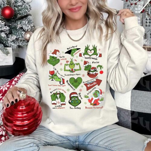 Grinch Favourite Quotes Icons Sweatshirt