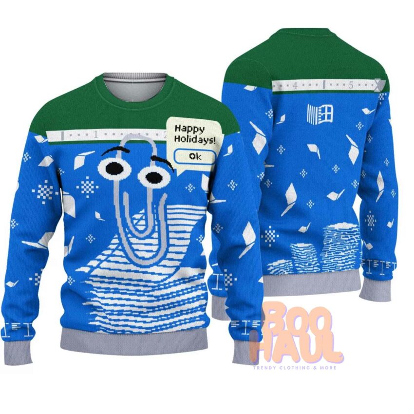 Clippy Windows Ugly Christmas Sweatshirt