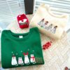 Stitch and Angel Christmas VER.1 Faux-Embroidery Sweatshirt