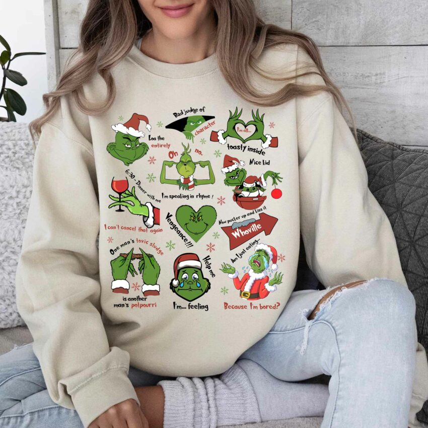 Grinch Favourite Quotes Icons Sweatshirt