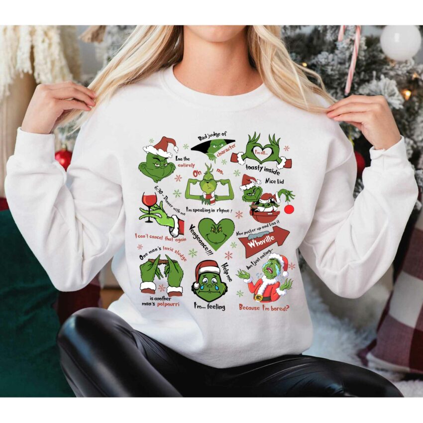 Grinch Favourite Quotes Icons Sweatshirt