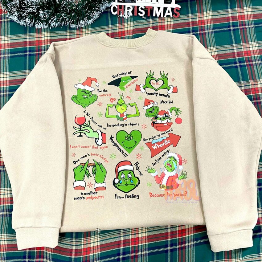 Grinch Favourite Quotes Icons Sweatshirt