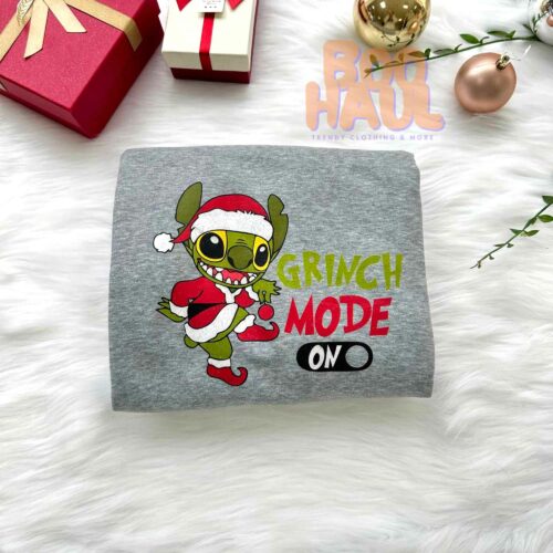 Stitch Grinch Mode On Christmas Sweatshirt