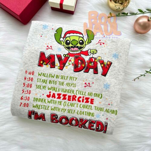 Stitch Grinch I am Booked Christmas Sweatshirt