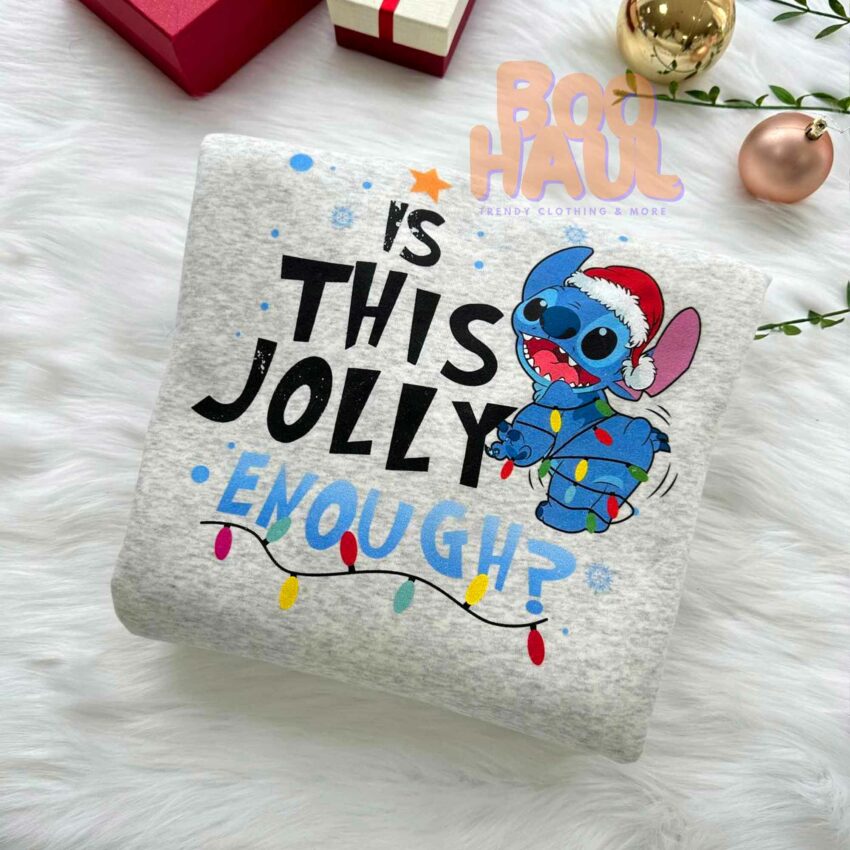 Is This Jolly Enough Stitch Christmas Sweatshirt