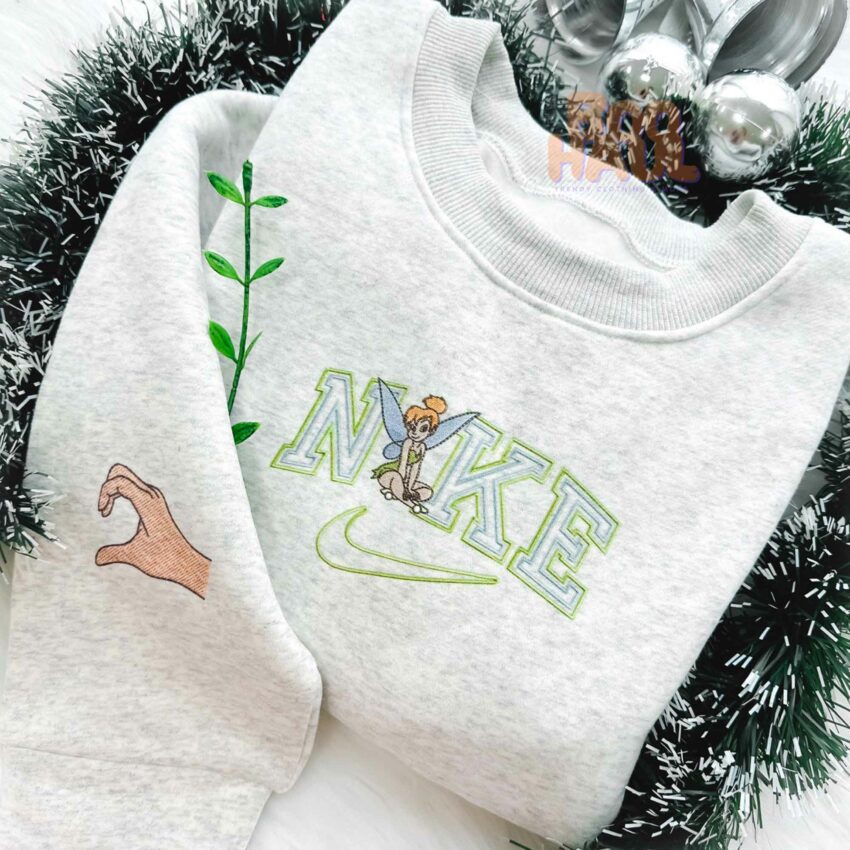 Tinker Bell And Peter Pan Couple Faux-Embroidered Sweatshirt