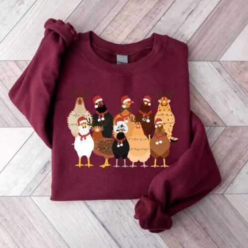 Lovely Christmas Chickens Unisex Sweatshirt Hoodie T-Shirt