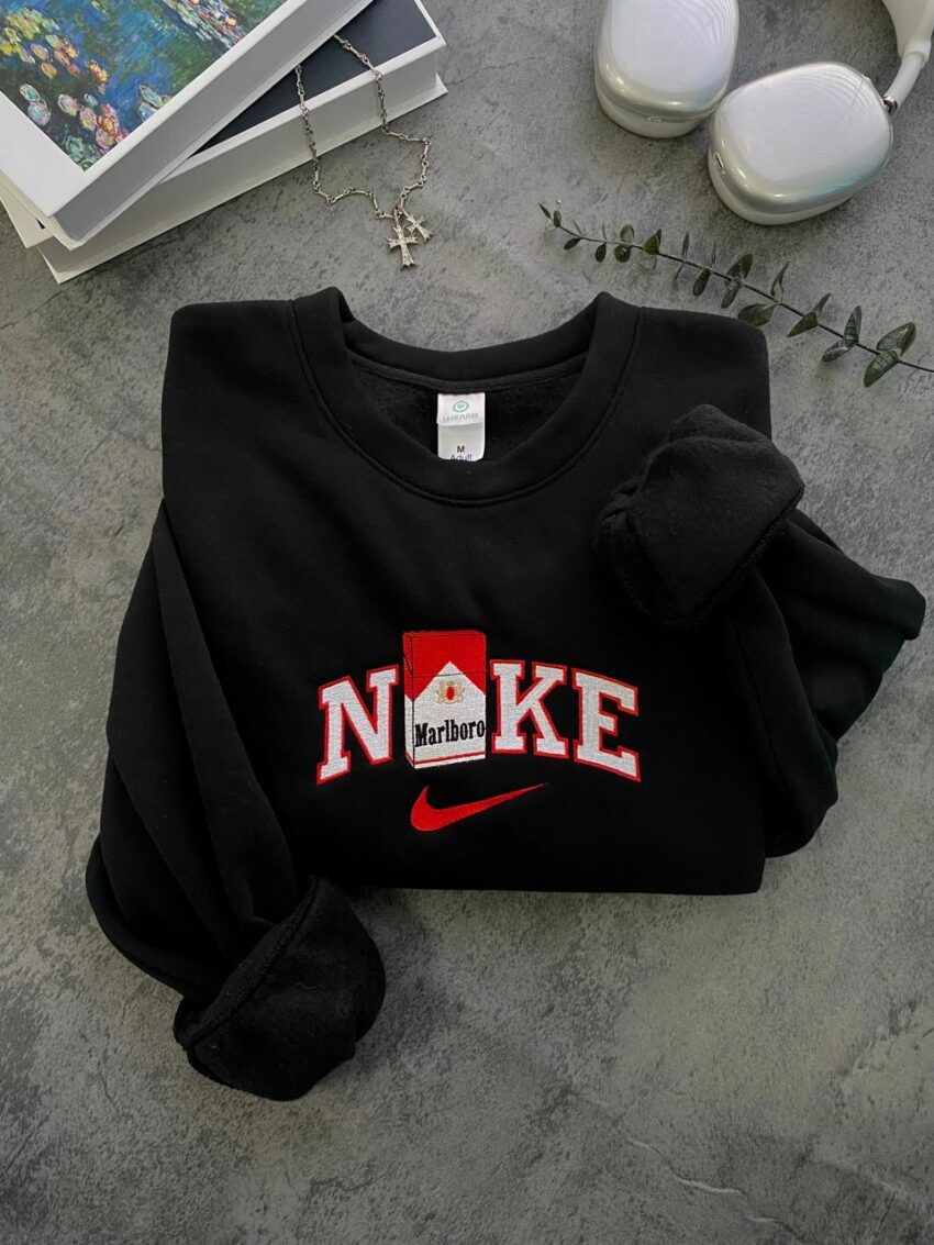 NK Marlboro Cigarette Embroidery Sweatshirt – Hoodie – T-Shirt