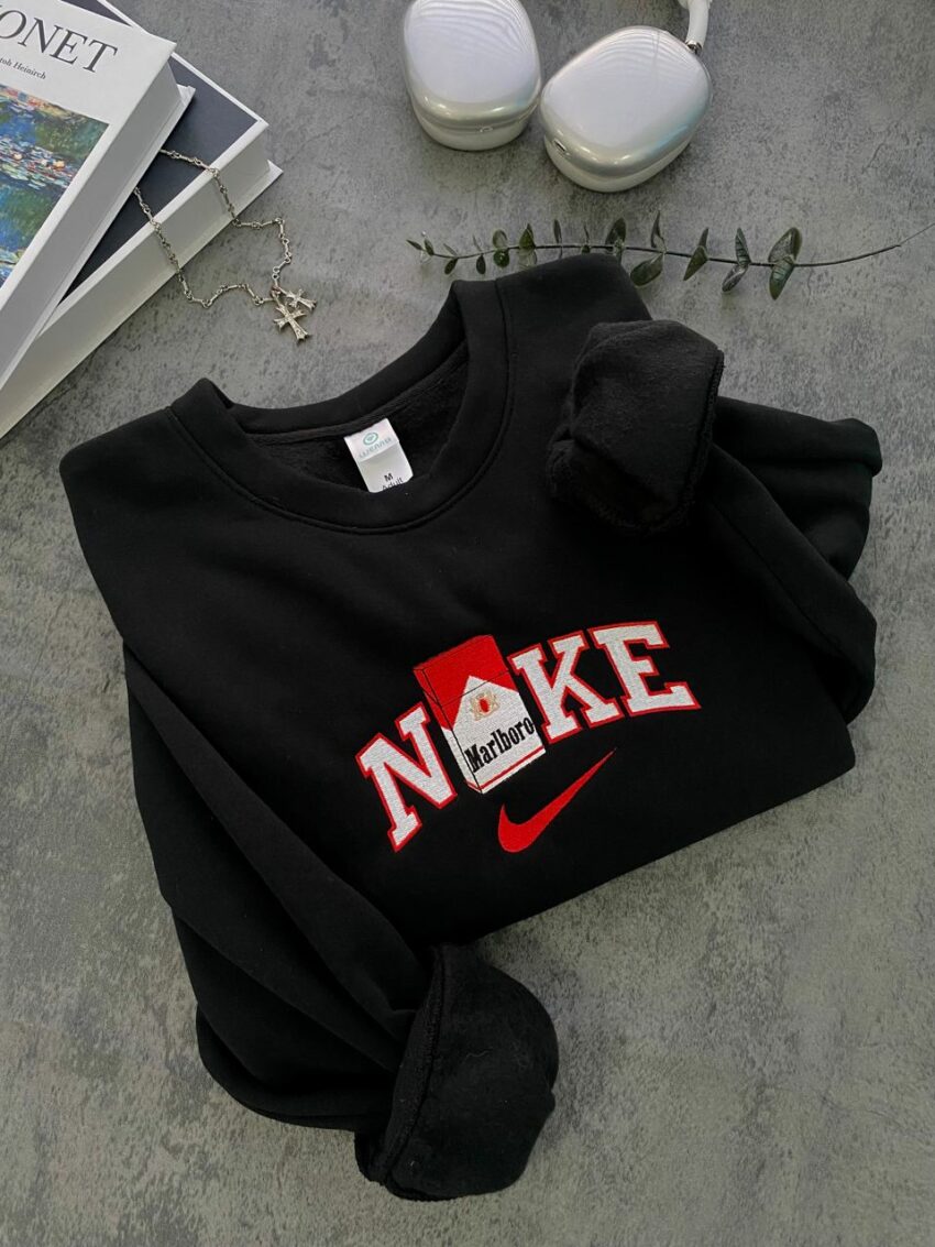 NK Marlboro Cigarette Embroidery Sweatshirt – Hoodie – T-Shirt