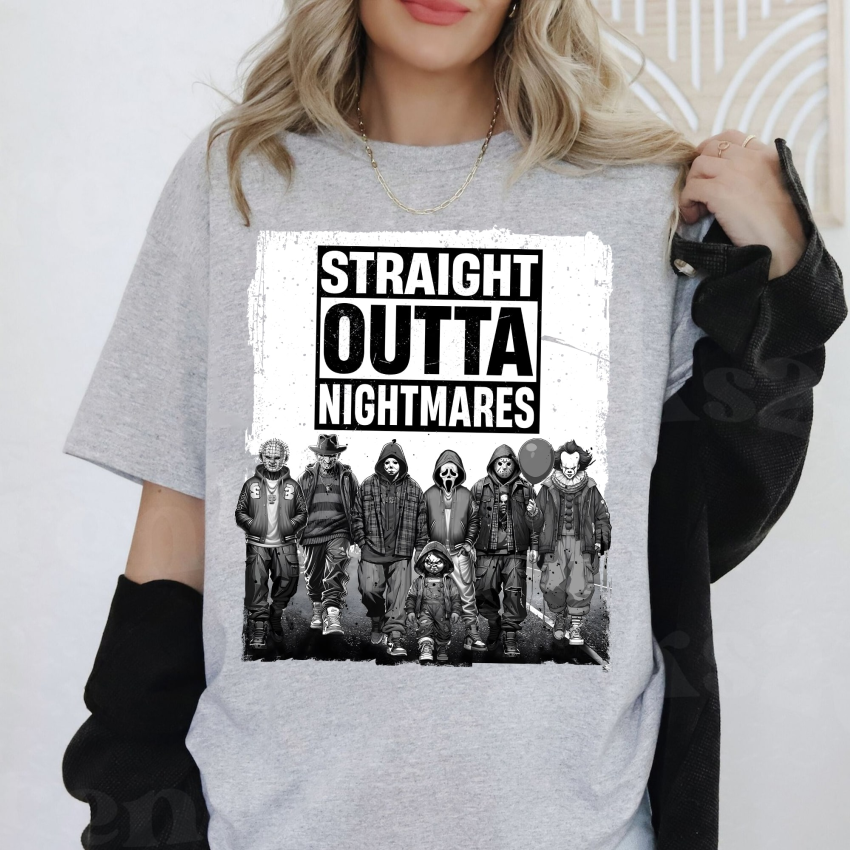 Straight Outta Nightmares Halloween Characters Vintage Shirt