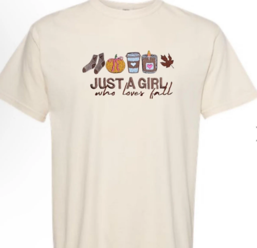 Just A Girl Who Loves Fall – Embroidery T-shirt