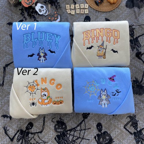 Bluey and Bingo ver Halloween – Embroidery Sweatshirt