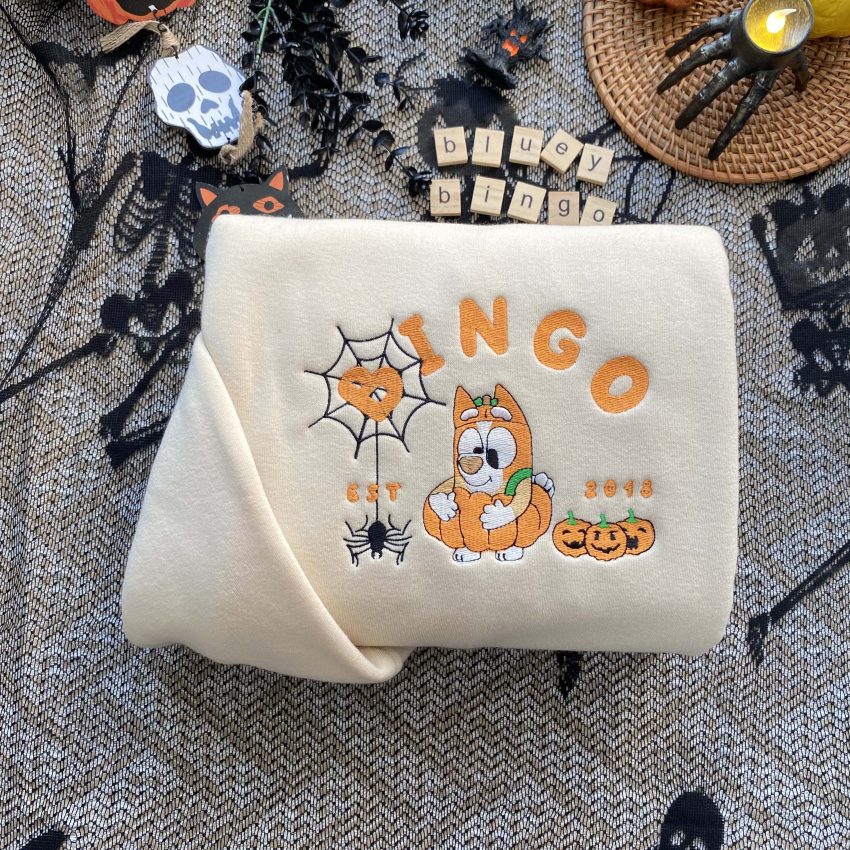 Bluey and Bingo ver Halloween – Embroidery Sweatshirt