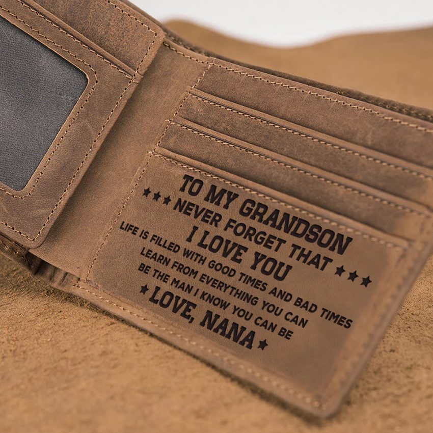 To My Grandson Wallet, Perfect Gifts For Men, Personalized Leather Wallets, W94