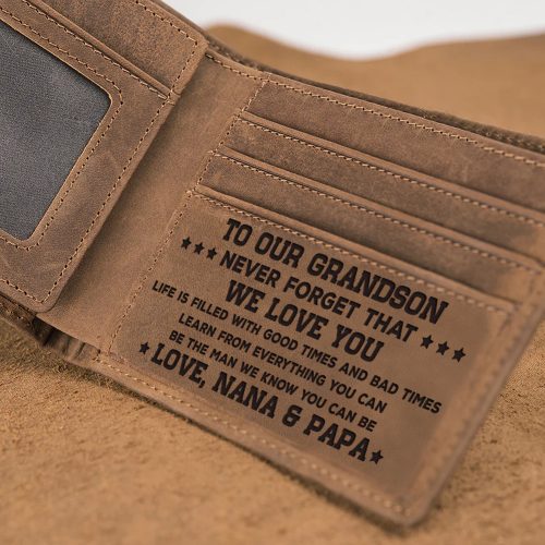 Perfect Gifts For Men, To Our Grandson Wallet, Personalized Leather Wallets, W96