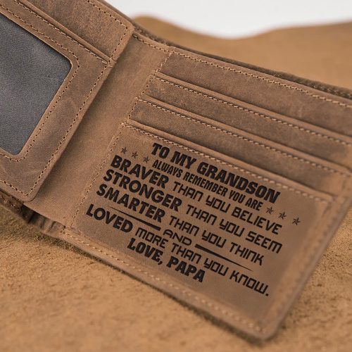 To My Grandson Wallet, Perfect Gifts For Men, Personalized Leather Wallets, W109