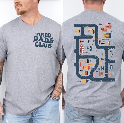 Tired Dads Club Shirt, Cute Tired Dads Club Shirt, Play Cars On Dad's Back, Mat Road Car Race Track Shirt, Father's Day Gift,