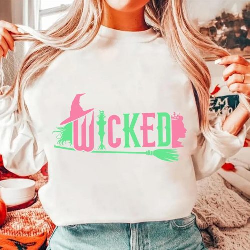 Retro Wicked Movie Shirt 2-Sided Wizard of Oz Witch Graphic Tee – Pink & Green Wicked Musical Fan Gift for Her