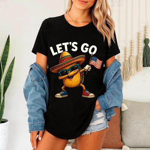 Funny Let’s Go Taco Shirt – Cute Patriotic 4th of July Shirt & American Flag Food Sublimation